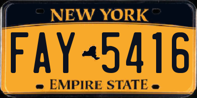 NY license plate FAY5416