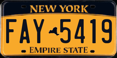 NY license plate FAY5419