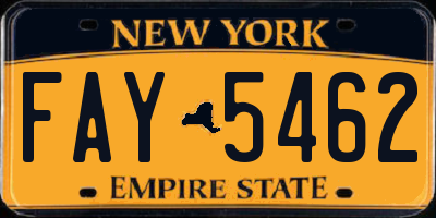 NY license plate FAY5462