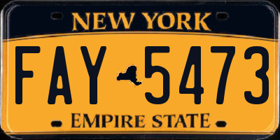 NY license plate FAY5473