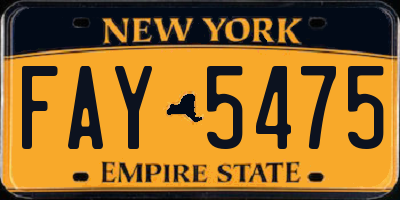 NY license plate FAY5475