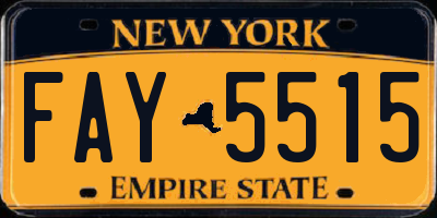 NY license plate FAY5515