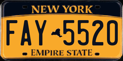 NY license plate FAY5520