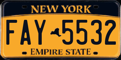 NY license plate FAY5532