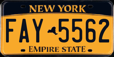 NY license plate FAY5562