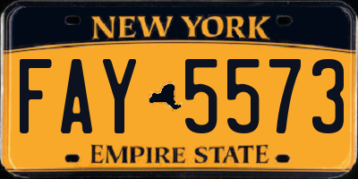 NY license plate FAY5573