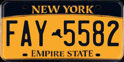 NY license plate FAY5582