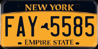 NY license plate FAY5585