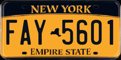 NY license plate FAY5601