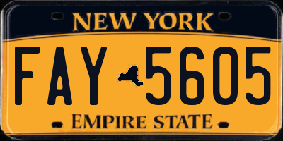 NY license plate FAY5605