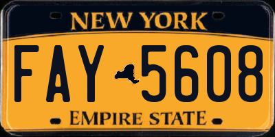 NY license plate FAY5608
