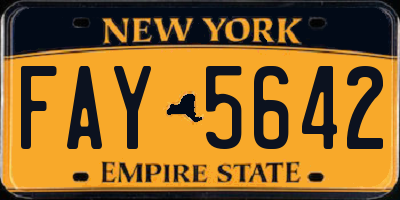 NY license plate FAY5642