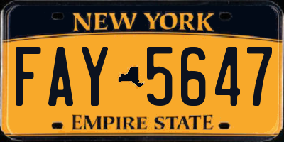 NY license plate FAY5647