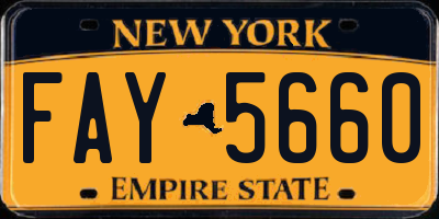 NY license plate FAY5660
