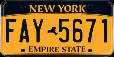 NY license plate FAY5671
