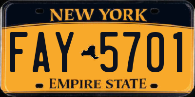 NY license plate FAY5701