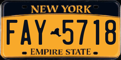 NY license plate FAY5718