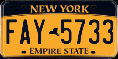 NY license plate FAY5733