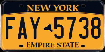 NY license plate FAY5738