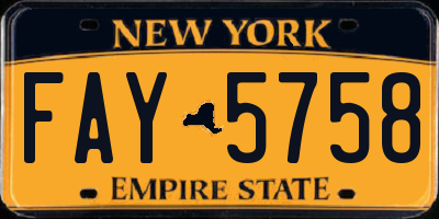 NY license plate FAY5758