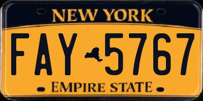 NY license plate FAY5767
