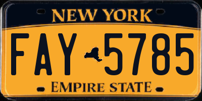 NY license plate FAY5785
