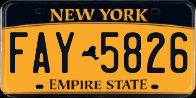 NY license plate FAY5826