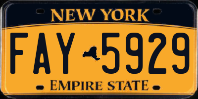 NY license plate FAY5929