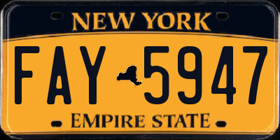 NY license plate FAY5947