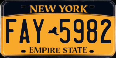 NY license plate FAY5982