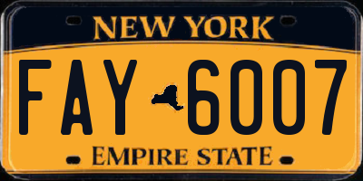 NY license plate FAY6007