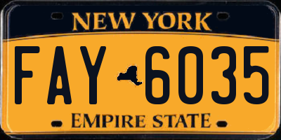 NY license plate FAY6035