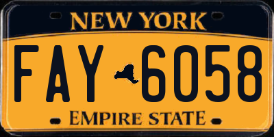 NY license plate FAY6058