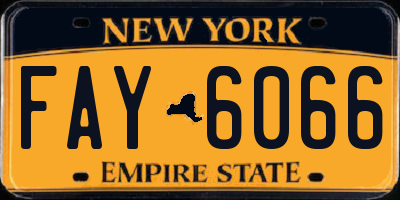 NY license plate FAY6066