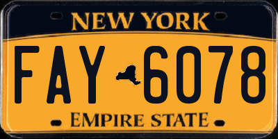 NY license plate FAY6078