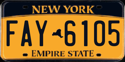 NY license plate FAY6105