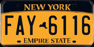 NY license plate FAY6116