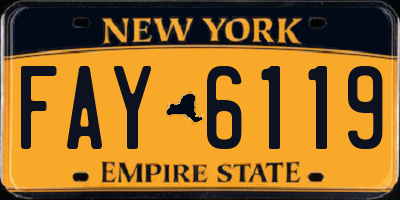 NY license plate FAY6119