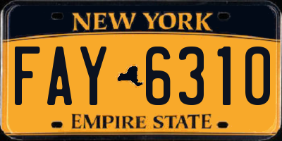 NY license plate FAY6310