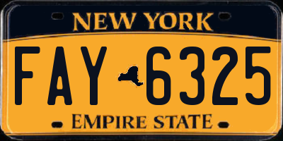 NY license plate FAY6325