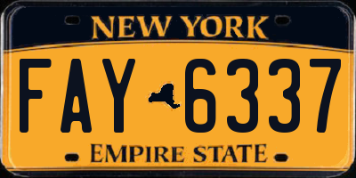 NY license plate FAY6337