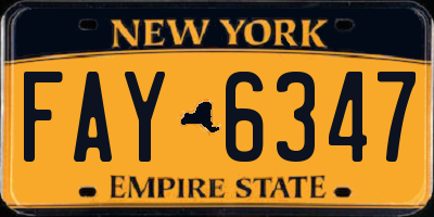 NY license plate FAY6347