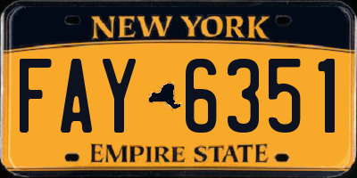 NY license plate FAY6351