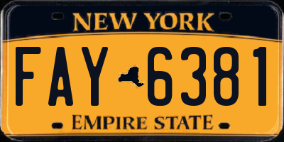 NY license plate FAY6381