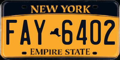 NY license plate FAY6402