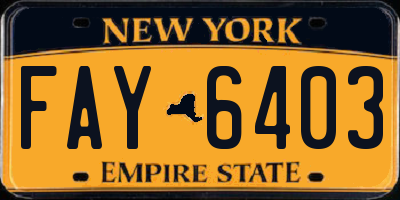 NY license plate FAY6403