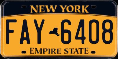 NY license plate FAY6408