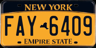 NY license plate FAY6409