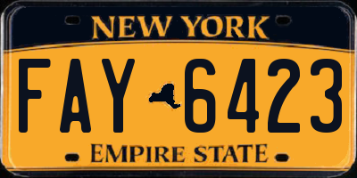 NY license plate FAY6423