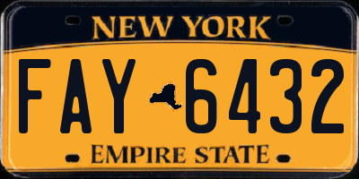 NY license plate FAY6432